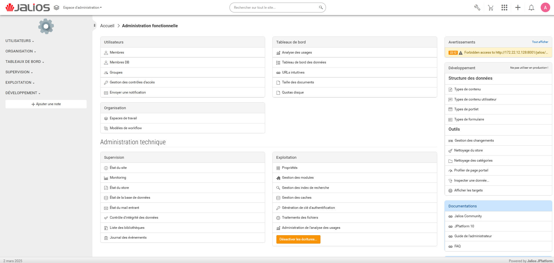 Admin panel